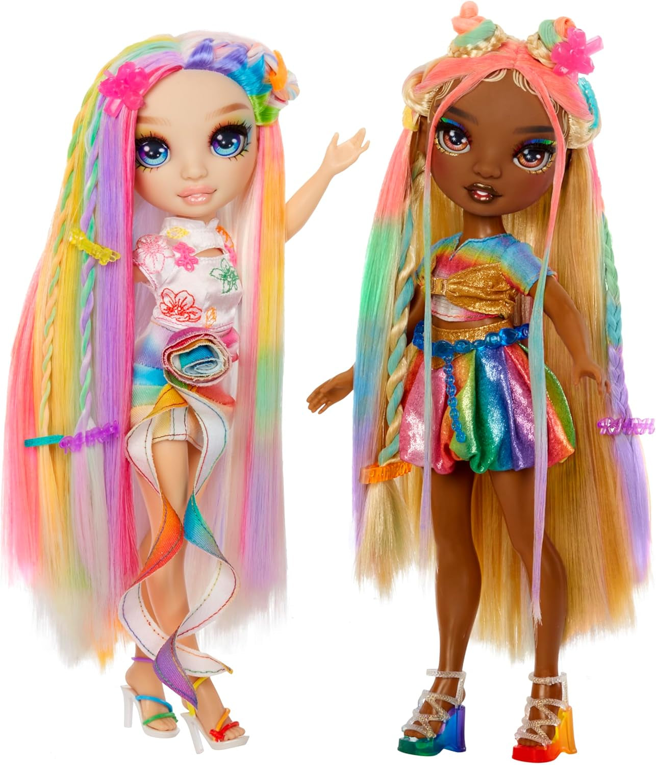 Panenka Rainbow High Hair Chalk & Styling - Meline - 28 cm duhová a zlatá omyvatelná křídová panenka do vlasů, barvení, styling, hraní, opláchnutí a opakování, pro děti ve věku 4-12 let