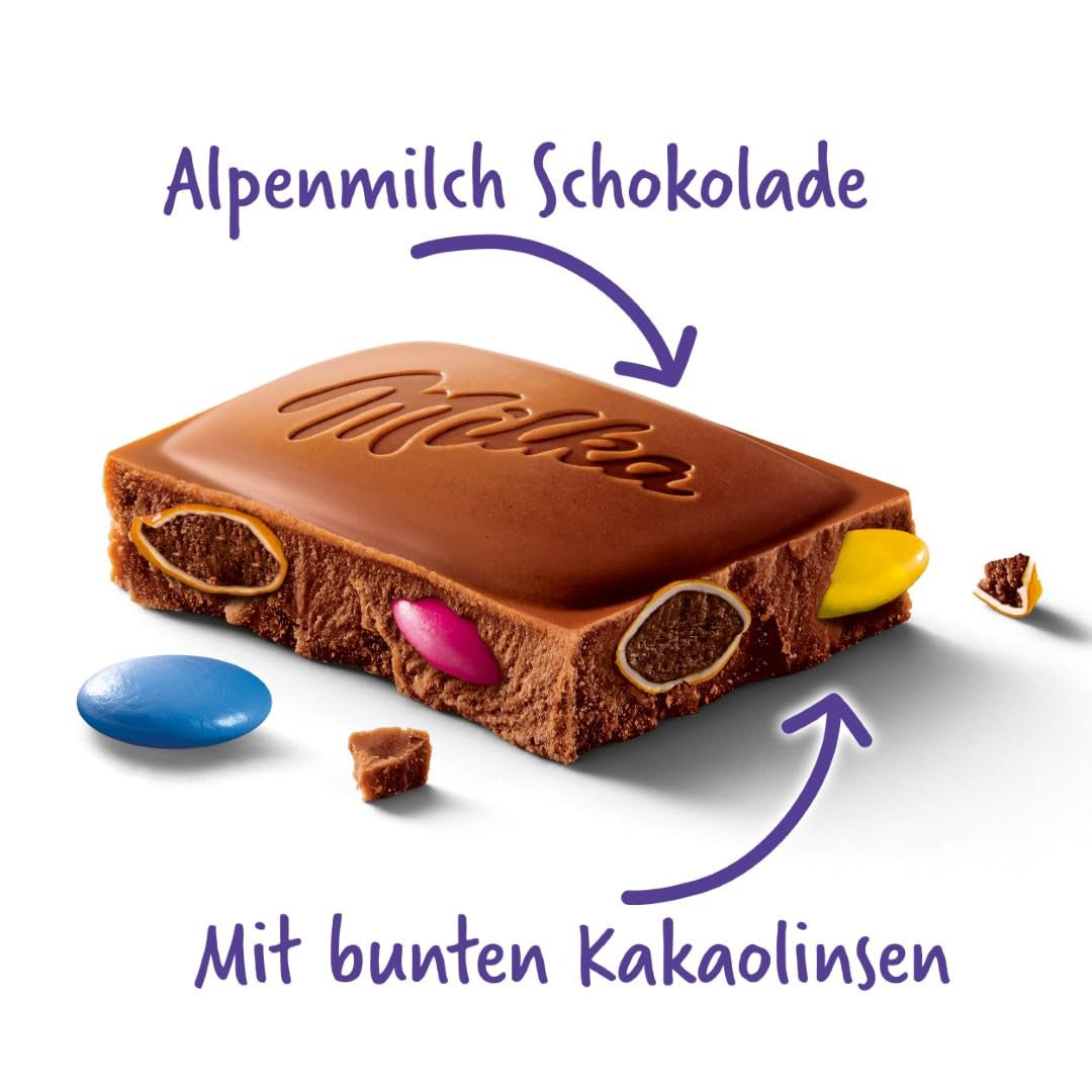 Čokoláda Milka s čočkou obarvená kakaem - Čokoláda z alpského mléka s křupavou čočkou s čokoládou - 100g