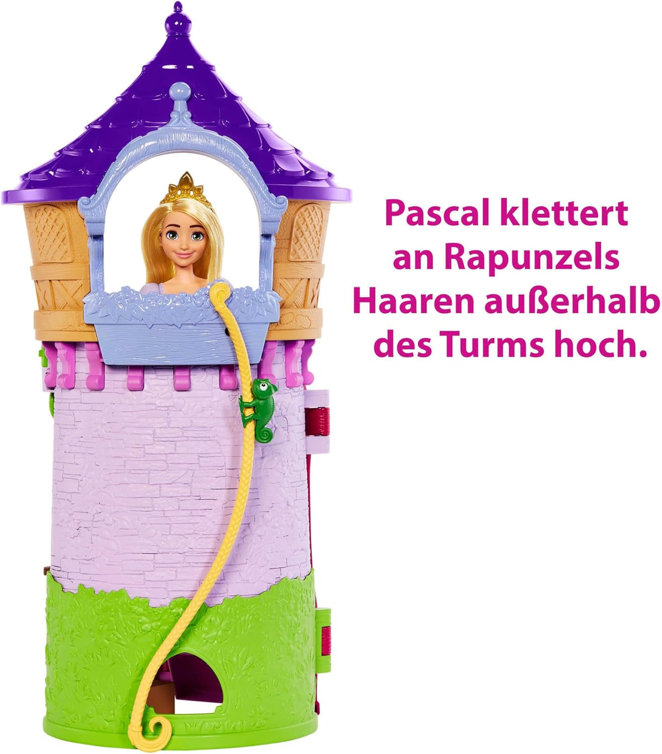 Disney Princess HMV99 - Rapunzel pohyblivá panenka a věž na hraní se zábavou všude kolem, 6 herních oblastí a 15 doplňků, inspirováno filmem Disney, hračky pro 3leté panenky Naty Shop Dolls