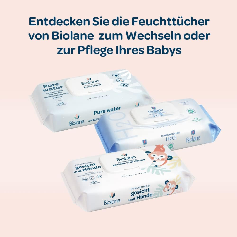 BIOLANE - Vlhčené ubrousky pro miminka, obličej a ruce - Extra jemné čisticí ubrousky pro hygienu - Vlhčené ubrousky pro miminka od narození - Bez alkoholu - 12 x 64 ubrousků (768 ubrousků)