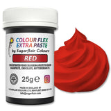 Sugarflair Colourflex Extra Paste potravinářské barvivo, červené - Jedlé potravinářské barvivo na máslový krém, čokoládu, cukrovou pastu, polevu, fondán, dortové směsi, těsto a další - 25g
