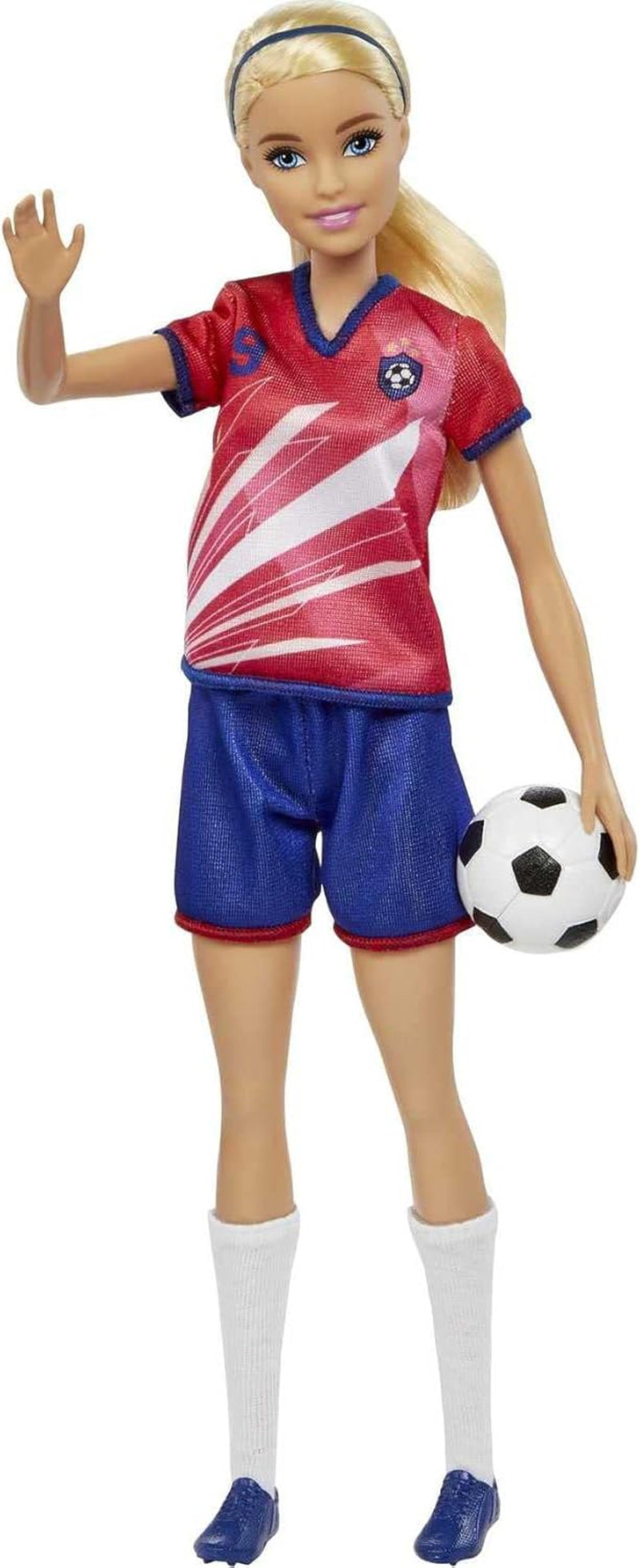 Série Barbie You Can Be Anything, Fotbalista, Blond vlasy Fotbalista, Červený a Modrý dres, Míč, Příslušenství, Včetně panenky, Dárek na 3 roky a více, HCN17