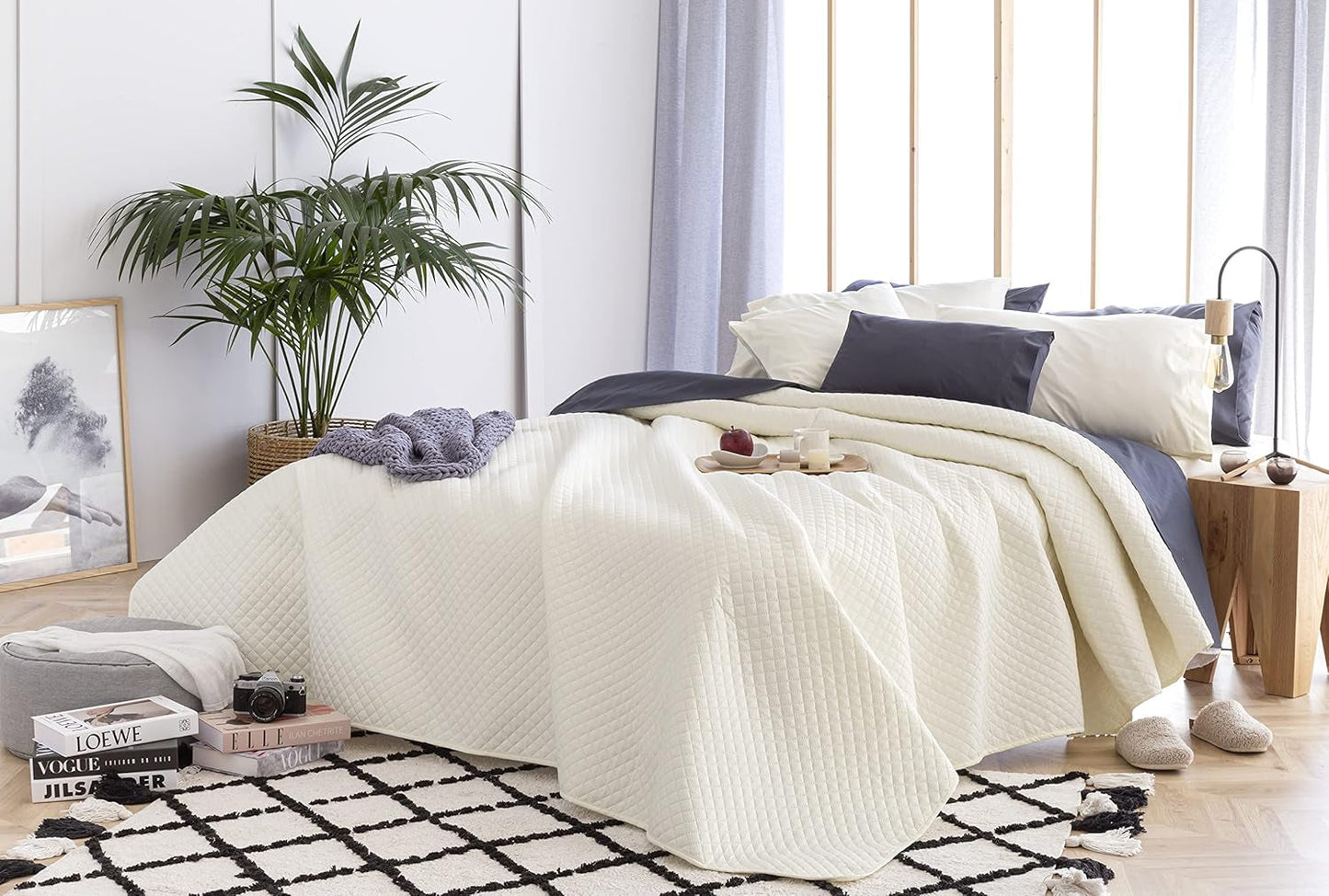 Todocama Fine Boutique přehoz na postel diamantový vzor jaro léto podzim zima 100% extra měkký multifunkční přehoz z mikrovlákna 105-200 x 260 cm béžové postele a přikrývky Besuche den Todocama-Store