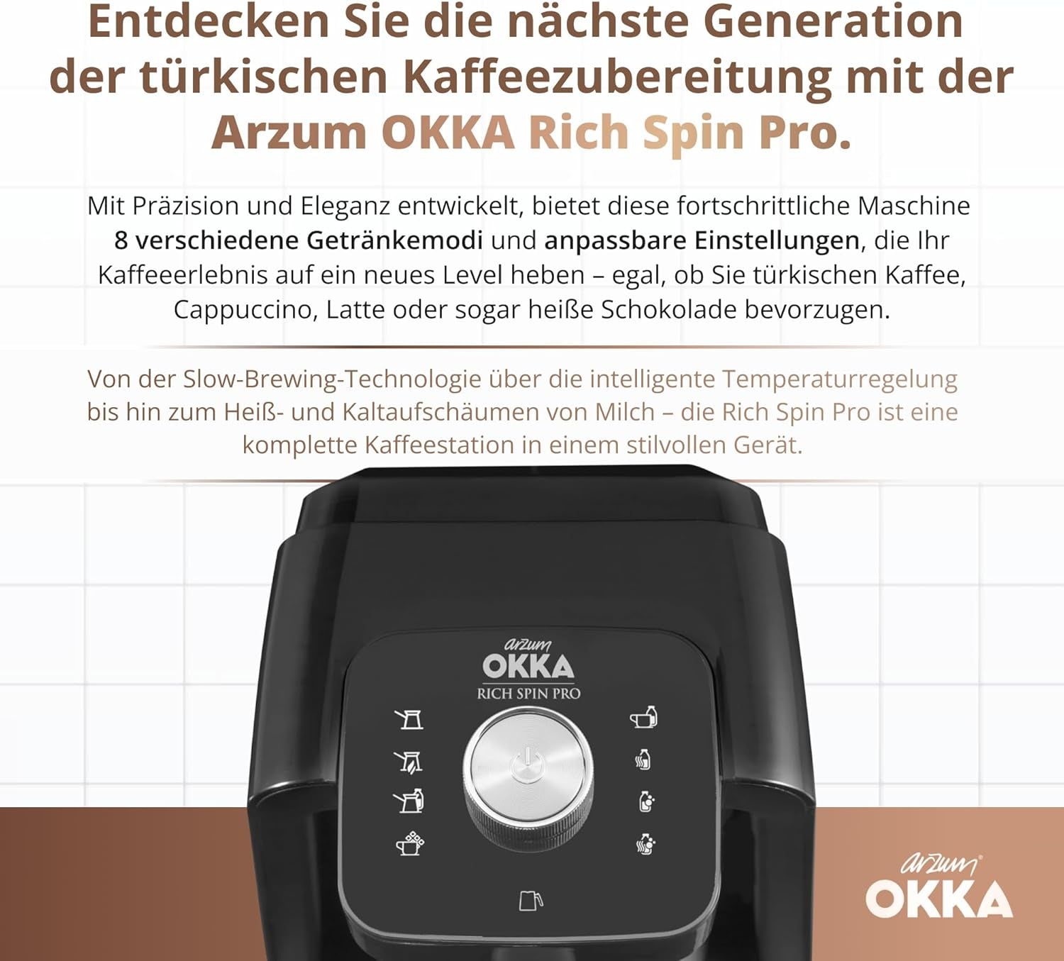 TURECKÝ KÁVOVAR Arzum OKKA RICH SPIN PRO (chrom)