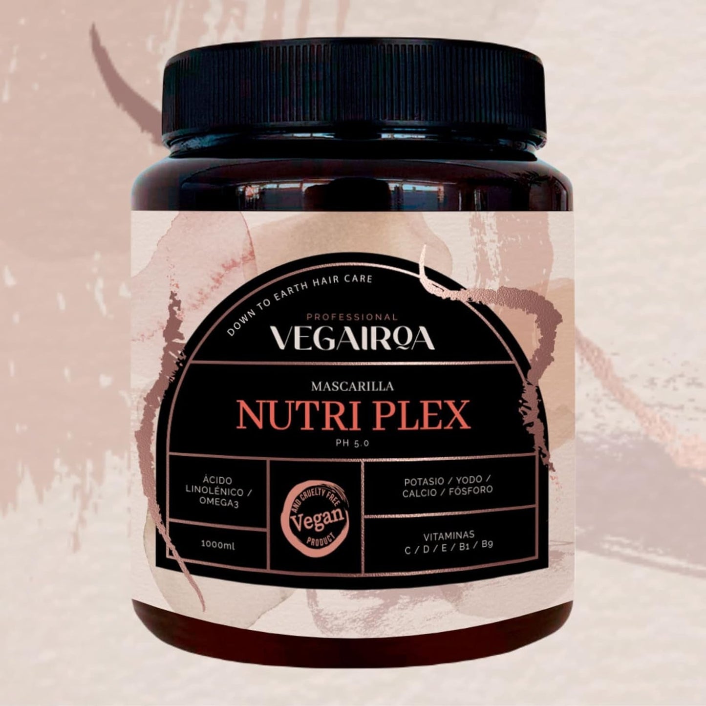VEGAIROA - Nutri Plex Mask - Intenzivní péče - Hloubkově hydratační péče - Ochranný efekt proti krepatění vlasů - Pro suché vlasy - Profesionální veganský kadeřnický přípravek - 1000g Naty Shop maska na vlasy