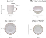 CreaTable, 23601, Romantic Vintage Series, 16dílná sada nádobí pro 4, Porcelánová kombinovaná služba, Vhodné do myčky a mikrovlnné trouby, Kvalitní výroba