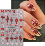 JMEOWIO Nálepka na nehty Bunte Herz Schleife 6 Blatt Nálepka na nehty Selbtklebend Nagelaufkleber Dekoration Nageldesign Zubehör