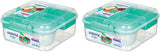 Systém obědových boxů Bento Box TO GO s přihrádkami | Box na oběd 1,25 l s nádobou na jogurt/ovoce | pro děti i dospělé l | Minty Teal bez BPA [21685-8T], mátově zelená Naty Shop boxy na skladování potravin Mátově zelená 1,25 litru (balení 2 ks)