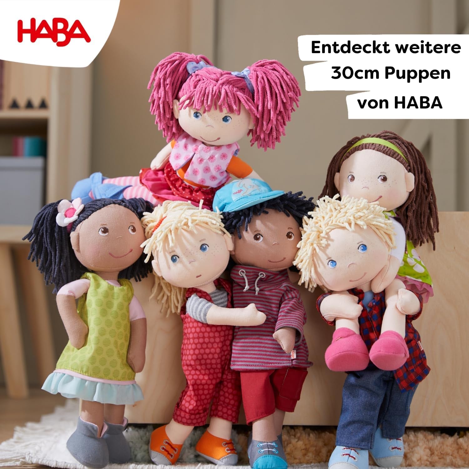 Panenka HABA Lily Lou - Měkká látková panenka od 18 měsíců - 30 cm s oblečením a vlásky - Ideální parťák na hraní pro malé děti - 1302842001