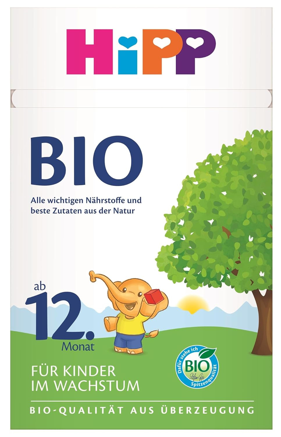 HiPP organické růstové mléko (4 x 600 g) po 12 měsících s vápníkem, železem, vitamínem C a D pro rostoucí batolata, nejlepší bio kvalita