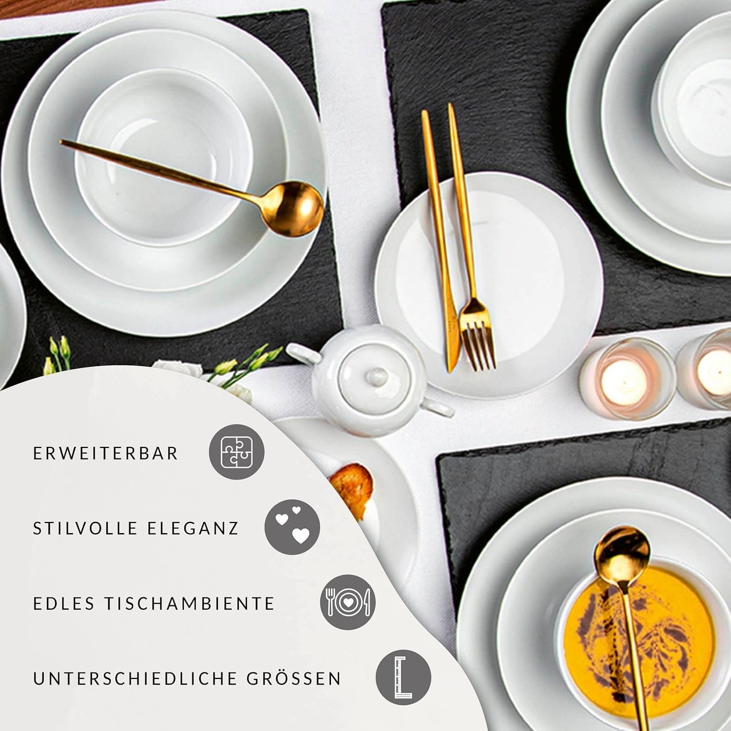 Sänger New Port Coffee Cup Set, Sada 12 šálků pro 6, Bílé porcelánové šálky a podšálky, 150ml | PRÉMIOVÁ KOLEKCE
