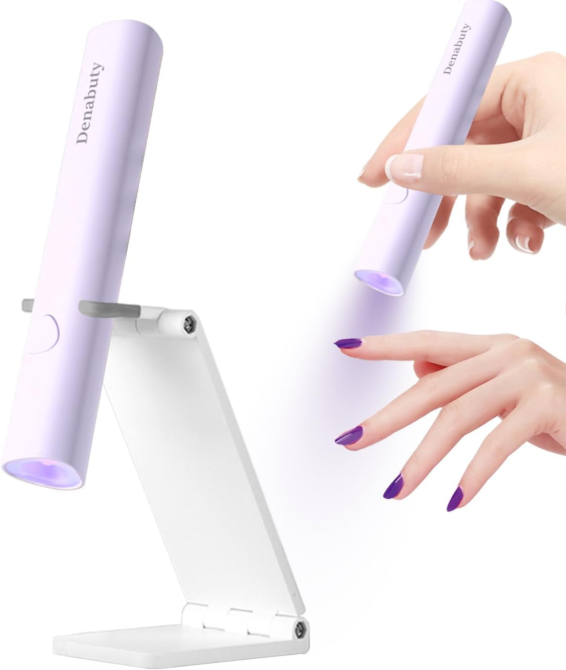Denabuty UV lampa na gelové nehty, Mini U V LED lampa na výměnu nehtů se stojánkem Tragbare Malá UV lampa na nehty na gelové nehty, pro Aushärten Von Nagelkleber & Nail Tips bílá