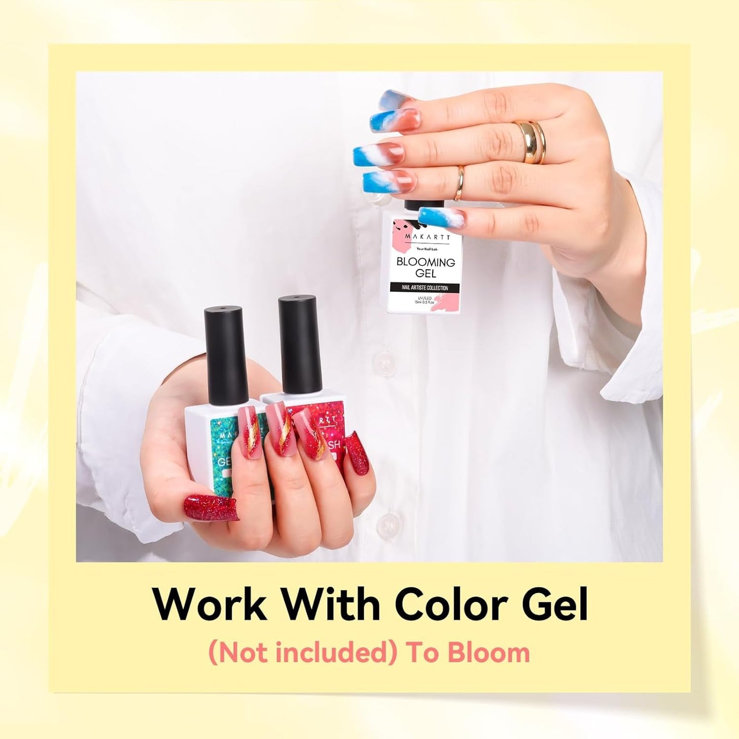Makartt Blooming Gel Lak na nehty - 15ml Blooming Gel nail Polish Extender s mramorovou barvou, gelovou barvou, DIY manikúrou na nehty, květinami, zvířaty, akvarelem, kouzelnou manikúrou