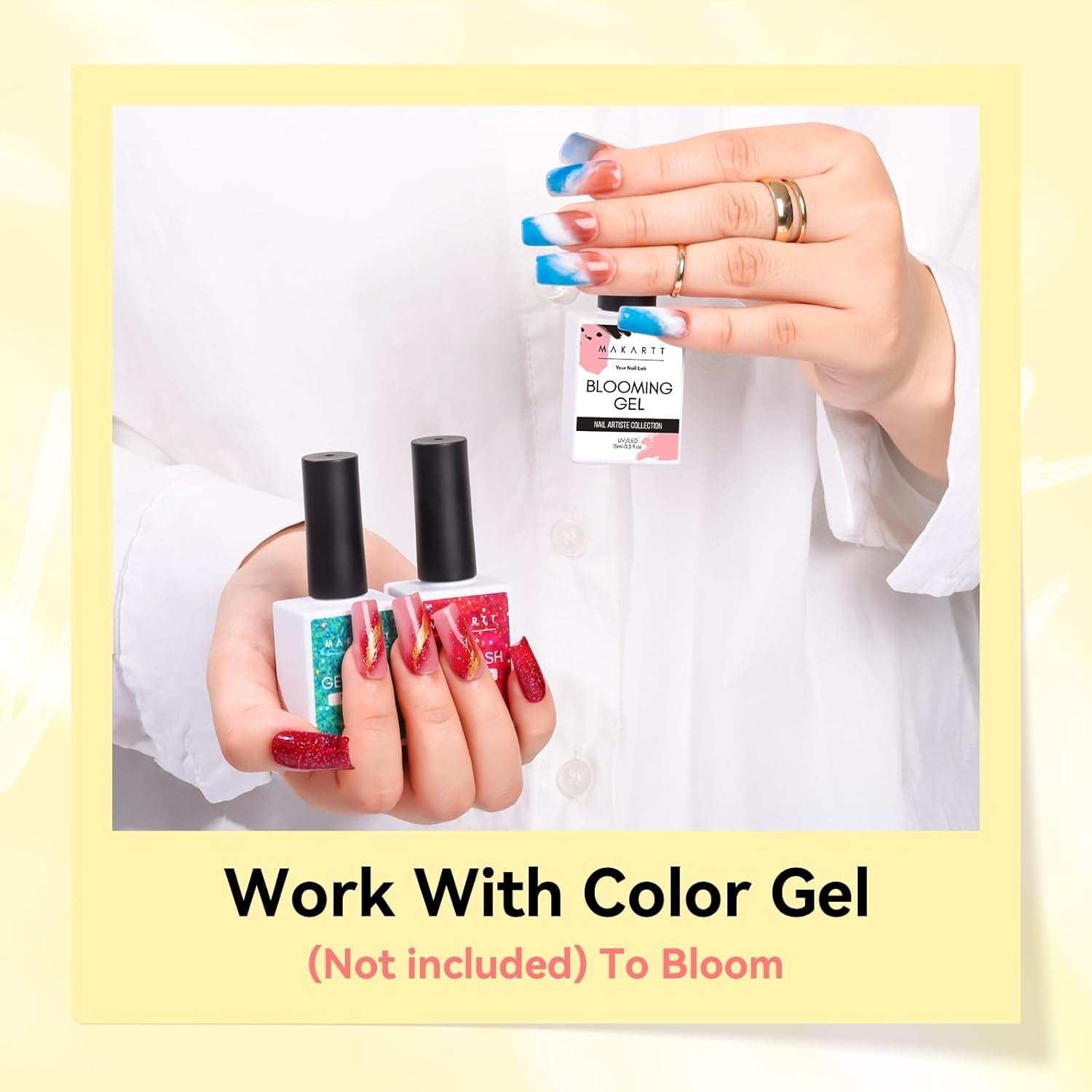 Makartt Blooming Gel Lak na nehty - 15ml Blooming Gel nail Polish Extender s mramorovou barvou, gelovou barvou, DIY manikúrou na nehty, květinami, zvířaty, akvarelem, kouzelnou manikúrou