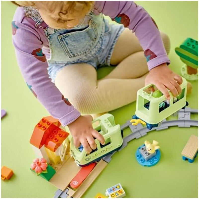 Interaktivní dobrodružný vlak LEGO DUPLO Town, sada se světly a zvuky pro hraní rolí, umožňuje 2letým dětem stavět koleje, předškolní vzdělávací hračka 10427 Stavebnice Besuche den LEGO-Store