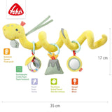 Fehn Activity Spiral Dino - tahací a tlačený kočárek - dinosauří hračka do postele, hřiště, kočárku a autosedačky - motorická hračka pro miminka a batolata od 0+ měsíců Baby Toys Naty Shop