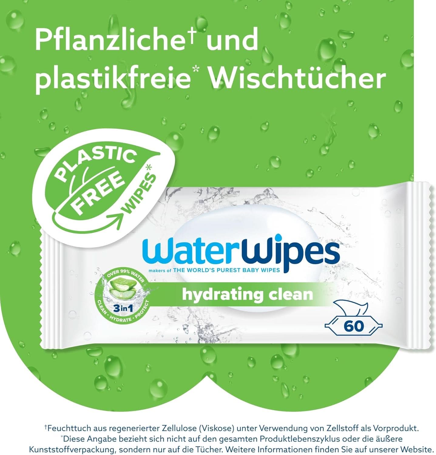 Vodní ubrousky Hydratační a čisticí dětské ubrousky s 99 % vody a výtažkem z aloe Vera Vlhčené ubrousky na obličej a tělo Naty Shop
