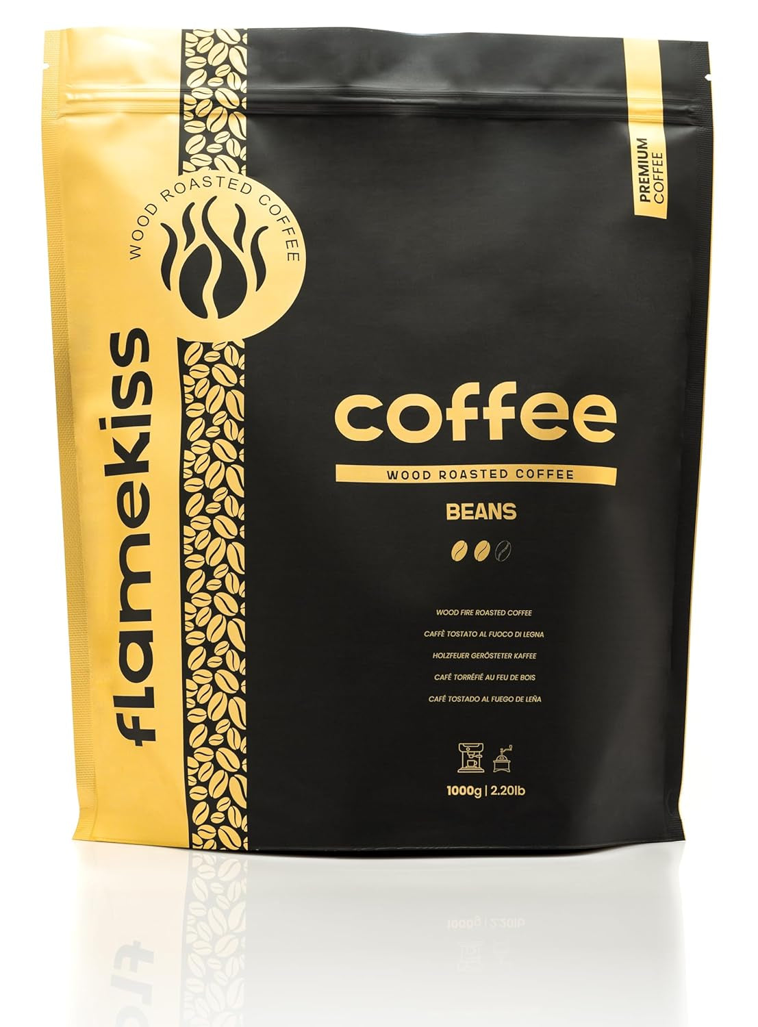 Kávová zrna 1 kg – vysoce kvalitní espresso Arabica a Robusta, ručně pražené na dřevěném ohni pro bohatý a aromatický zážitek z celé kávy