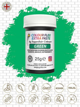 Sugarflair Colourflex Extra Paste Verde potravinářské barvivo - Jedlé potravinářské barvivo na máslový krém, čokoládu, cukrovou pastu, polevu, fondán, dortové směsi, těsto a další - 25 g