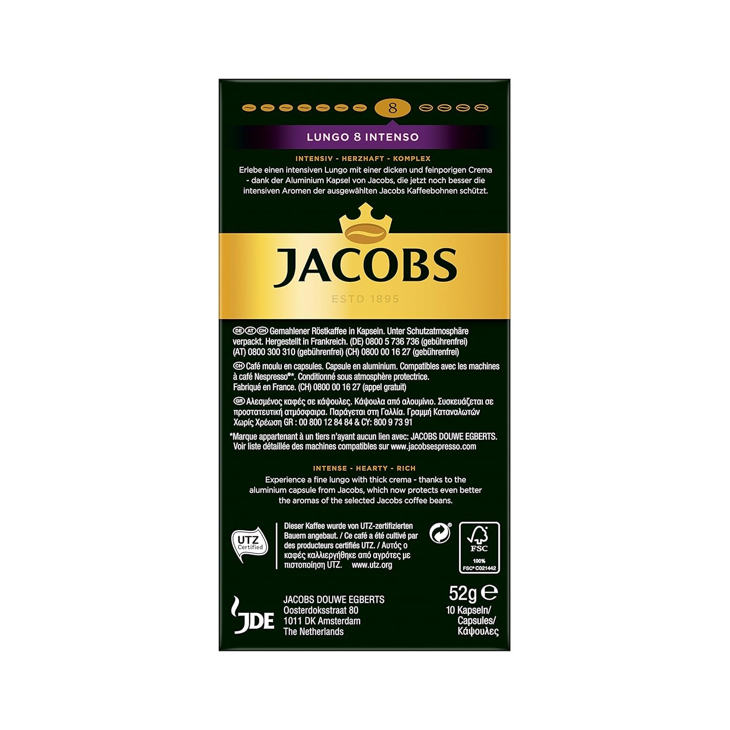 Kaffeekapseln Lungo Intenso, Intensität 8 von 12, 200 Nespresso®* kompatibilní Kapseln, 10 x 20 Getränke & Kapseln Lungo Intenso, Intensität 8, 100 Nespresso®* 10er Pack, 10 x 10 Geträ