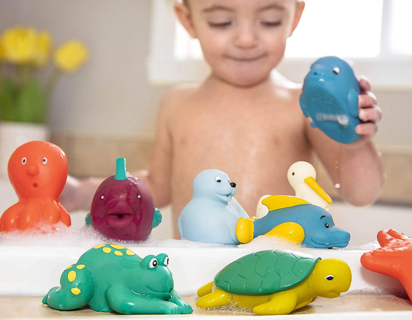 Battat 12dílná hračka do vany Dětská hračka do vany Vodní zvířátka - kamarádi do vany pro miminka 10 měsíců - hračka do vany kachna a další Bebe Toys Naty Shop