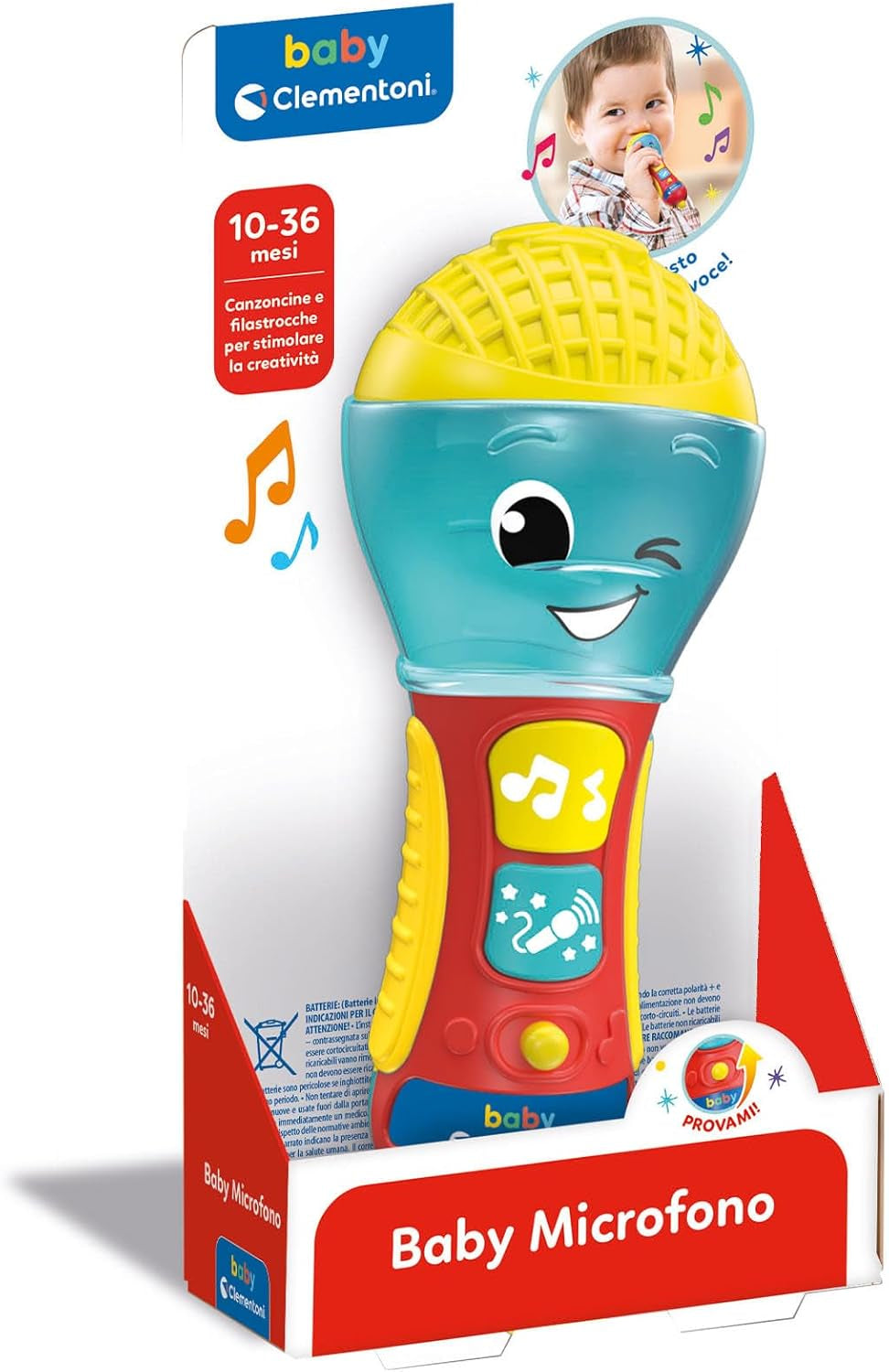 Clementoni – dětský mikrofon, elektronická hudební hra pro rané dětství, hračka 10–36 měsíců, centrum aktivit se světlem a zvuky, 17931 Baby Toys Naty Shop
