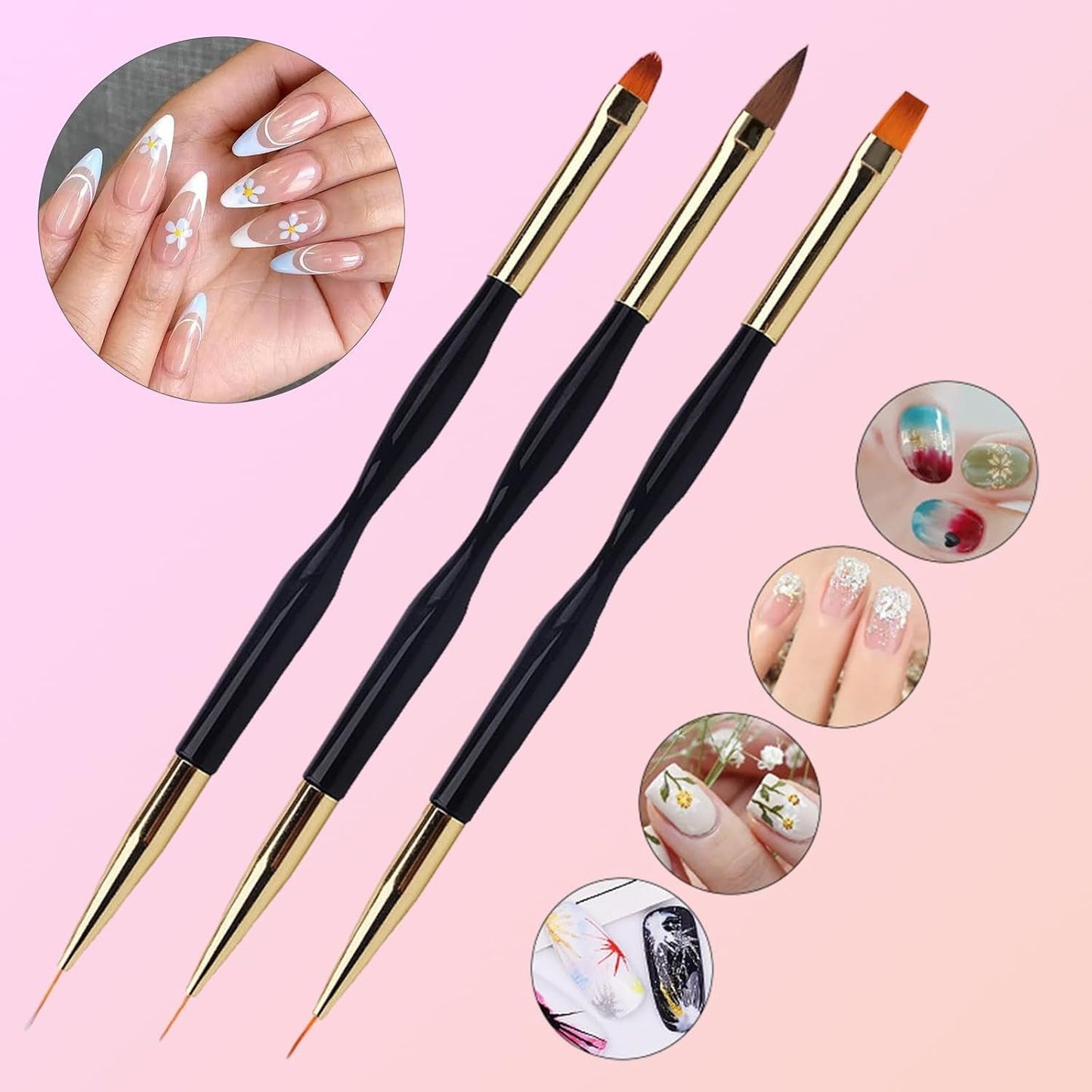31 Stück Professionelle Nagel Pinsel Set, Nagelpinsel s dvojitým zakončením, Pinsel Für Gelnägel, Akrylové pero na zdobení nehtů, Nail Art Dotting Tools, Nail Brush Für DIY Nagelkunst Salon Design