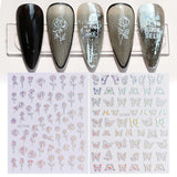JMEOWIO Nálepka na nehty Aurora Holografisch 9 Blatt Nagelaufkleber Selbstklebend Herz-Flamme Spielt Schmetterlings-Mond Die Hauptrolle Nálepka na nehty Dekoration Nageldesign Zubehör