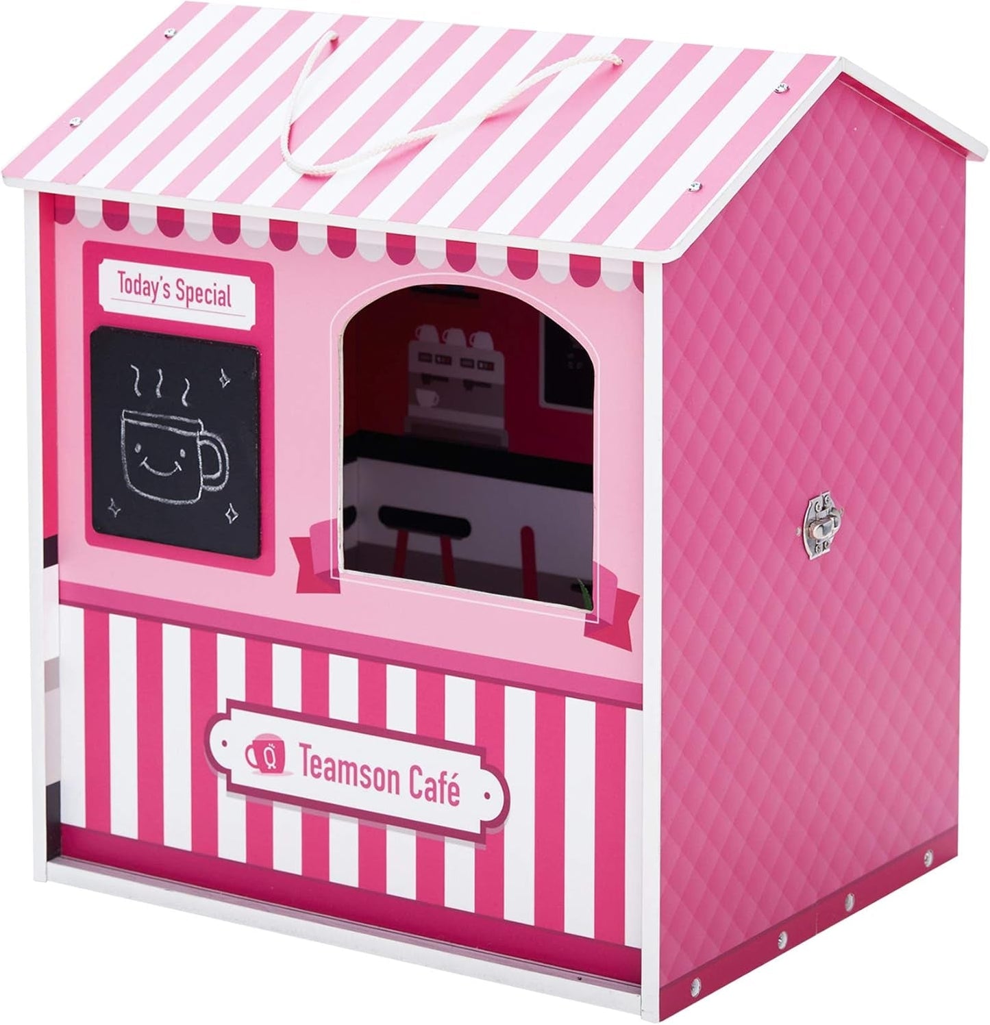 Teamson Kids - Domeček pro panenky Dreamland City Café 30 cm - růžová/bílá/černá