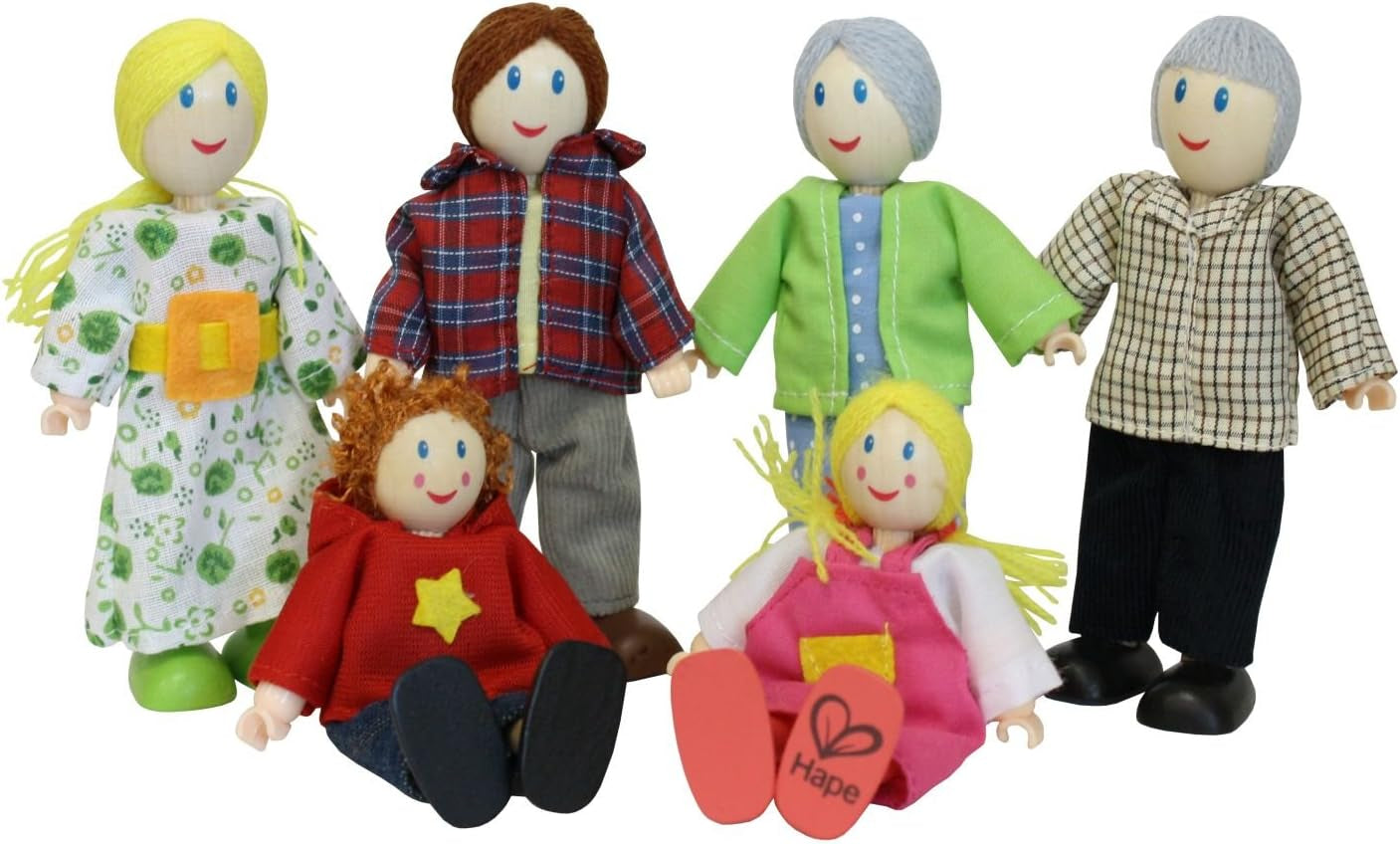Hape E3401 Four Seasons House, zařízený a E3500 – rodina panenek, světlá kůže