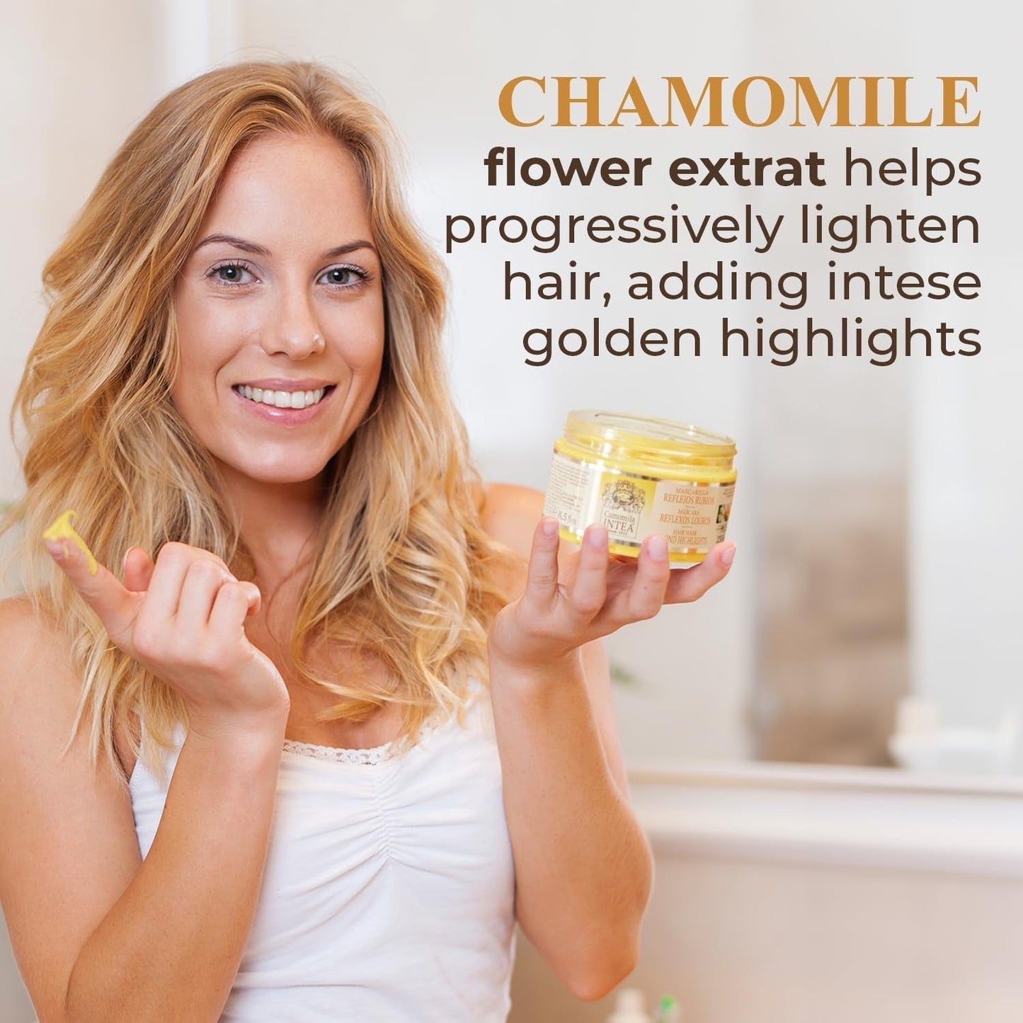 Intea Chamomile - Blonde Reflections Hair Mask - Hydratuje a vyživuje blond vlasy - 250 ML Naty Shop Hair Mask