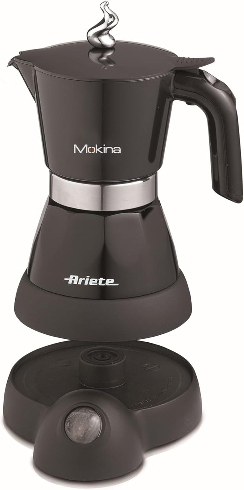 Ariete 1358 Moka Aroma, elektrický kávovar, 480 W, 2/4 šálky na espresso, černá