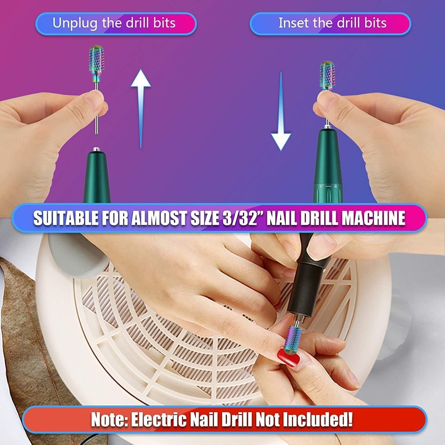 Depvko 30 Stück Nagelfräser Aufsätze Bits, 3/32'' Keramik Bohrer Für Nägel Acryl Diamant-Nagelhaut-Efile-Hartmetall-Retferner Für Zuhause Salon Gel, Maniküre Pediküre-Werkzeuge (Inklusive)3