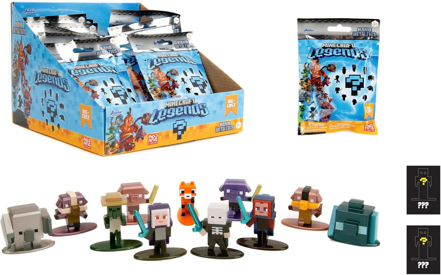 Jada Toys – Minecraft Blind Pack Nanofigs, Wave 2, Sběratelská figurka Minecraft Legends Nano Metal, Různé modely, 4 cm, Věk 3+, Černá Akční figurky Naty Shop Výchozí název