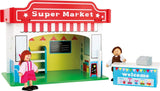 Small Foot 10852 Playhouse Restaurant Vyrobeno ze dřeva, Se 2 figurkami panenek, doplňky a odnímatelnou střechou, Od 3 let Domky pro panenky Naty Shop Supermarket