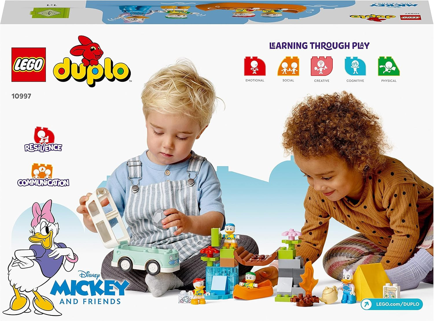 LEGO 10997 DUPLO Disney Mickey and Friends Campingová dobrodružná sada s karavanem, kánoí a figurkou kachny Daisy, stavebnice Dárek pro batolata od 2 let, dívky a kluky Stavebnice Besuche den LEGO-Store