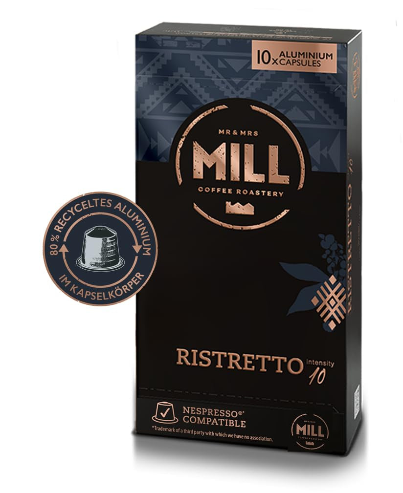 Kaffeekapseln Ristretto, 100 Kapseln für Kapselmaschinen (10x10), 80% recyklovaný hliník v Kapselkörper