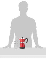 Cilio Classico espresso kávovar na 6 šálků | elektrický 480W | Ø 11,5 cm Výška: 25 cm | hliník | červená | integrovaná varná deska | s funkcí udržení tepla a redukčním filtrem | na cestování nebo kempování