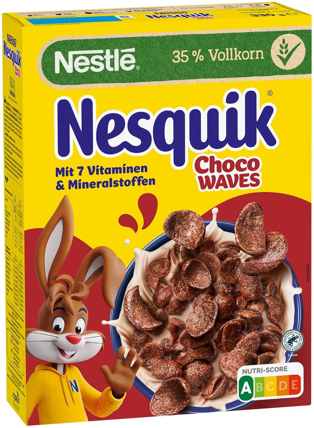 Nesquik Choco Waves, křupavá snídaně s čokoládovými vlnami, 330 gramů Cereals Naty Shop