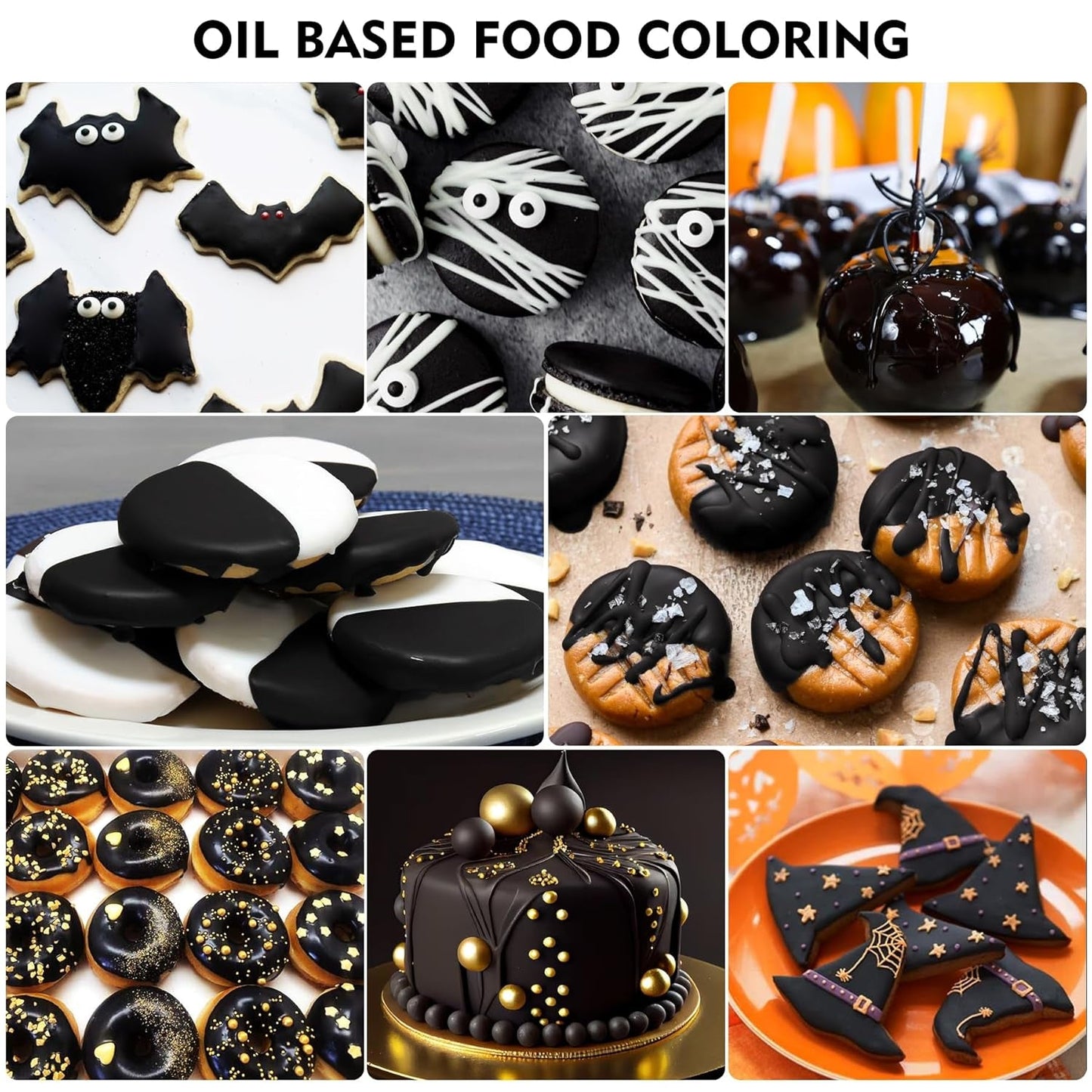 Fettlösliche Lebensmittelfarbe Für Schokolade - 60 ml Ölbasis Lebensmittelfarben Für Fondant, Torten Dekoration, Backen - Flüssige Food Coloring Für Kakaoutter, Buttercream, Kuchen (Schwarz) Naty Shop