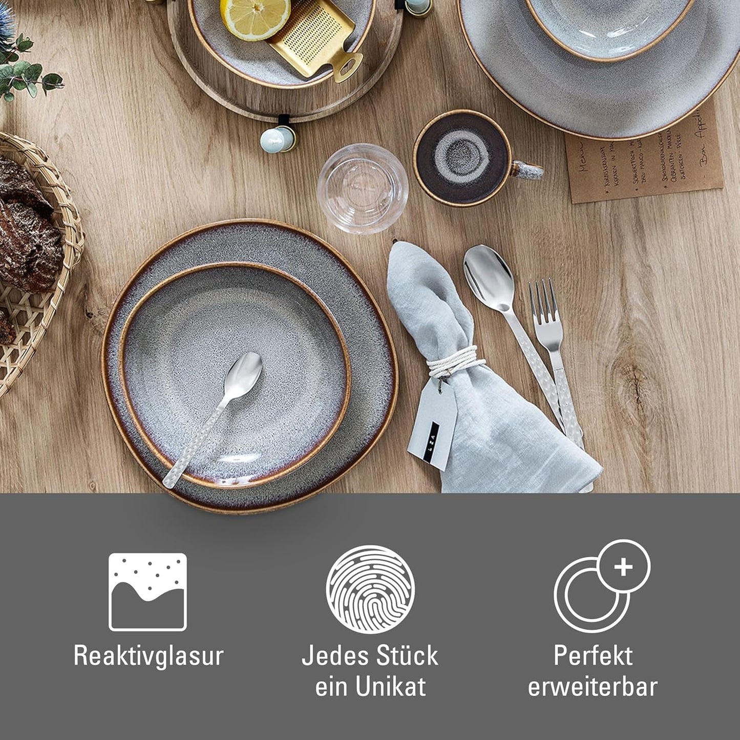 Béžová snídaňová sada Lave od Villeroy & Boch, 6 kusů