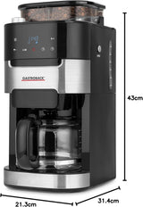 Kávový espresso kávovar GASTROBACK 42711 Grind & Brew Pro, kávovar s integrovaným filtrem a mlýnkem, kónický mlýnek s 8 nastaveními mletí, dotykový LCD displej, plast