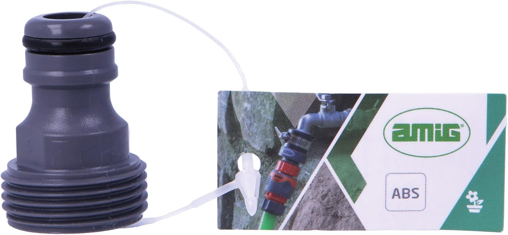 Amig - Zástrčkový adaptér pro 3/4 palcové připojení kohoutku | Rychlé a snadné připojení pro vodovodní potrubí | Závitové připojení | ABS plast a pryž | Šedá