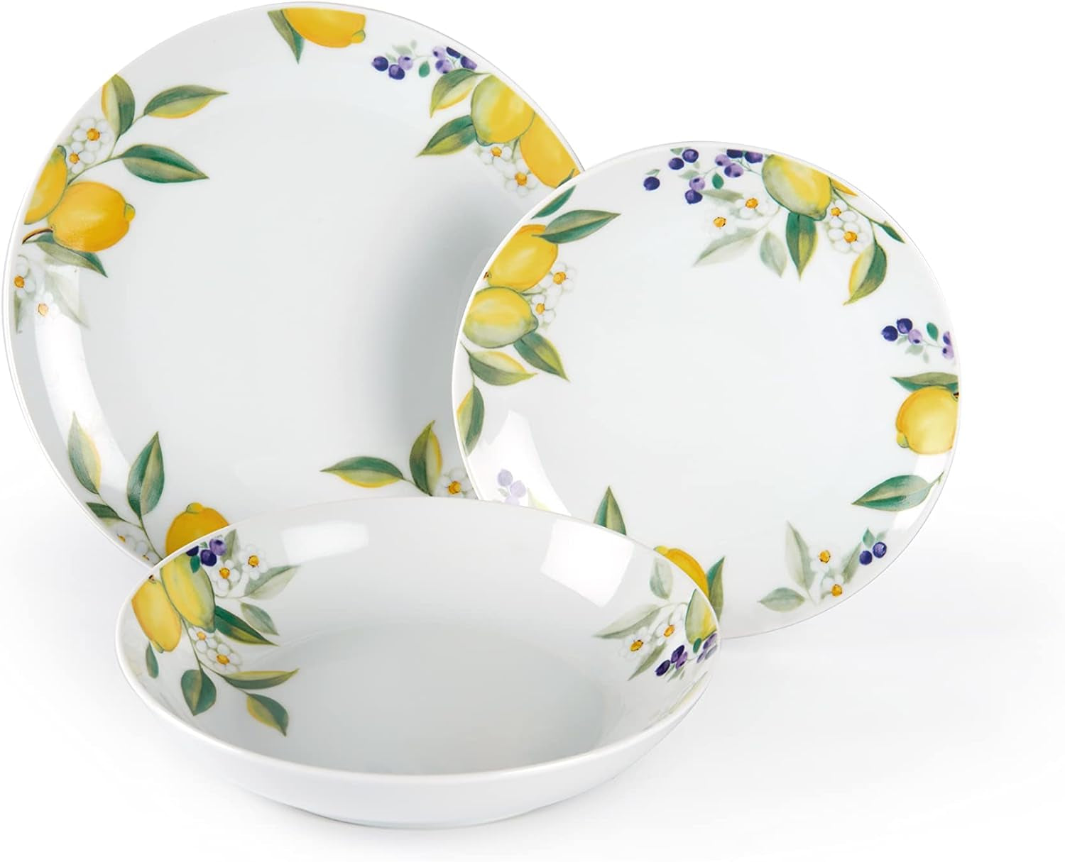 Sada nádobí Excelsa Lemon, 18 kusů, porcelán, bílá/citron