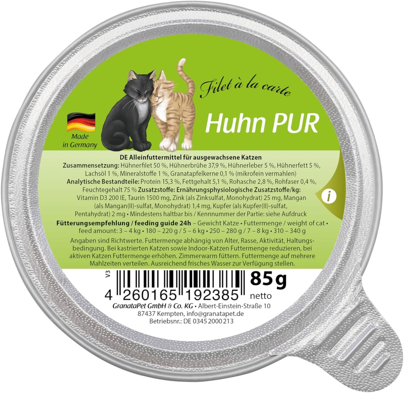 GranataPet Filet à la carte Chicken PURE, mokré krmivo pro kočky, kousky filé bez obilovin, krmivo pro kočky bez přidaného cukru, vysoký obsah masa, 6 x 85 g