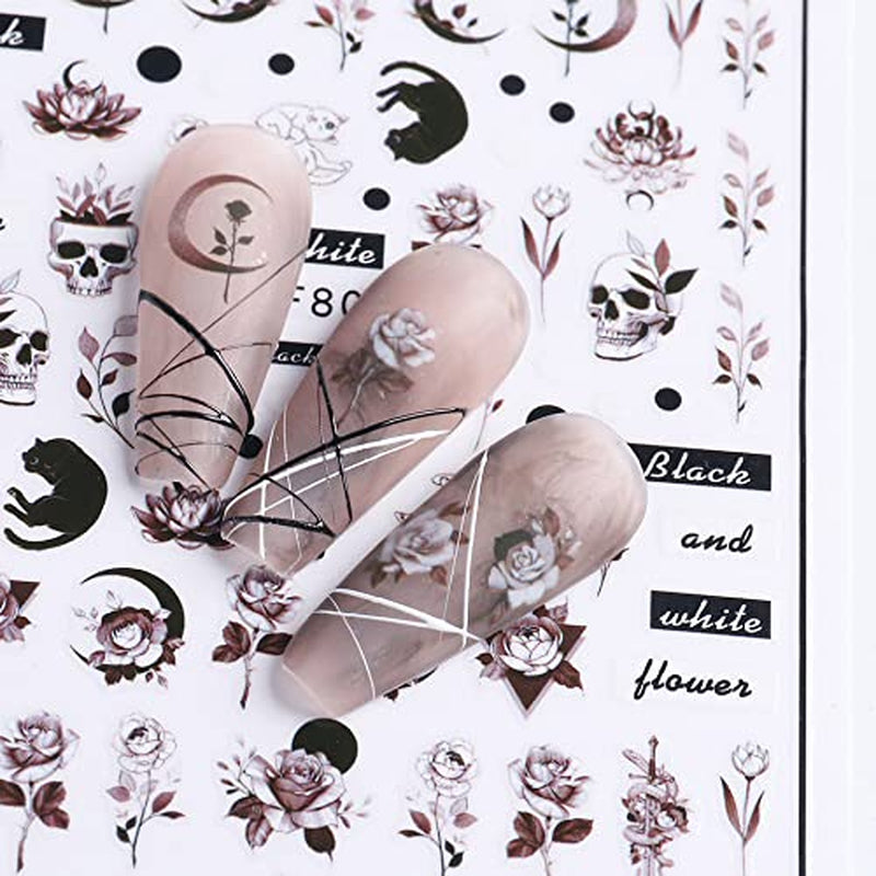 JMEOWIO Nálepka na nehty Frühling Blumen 10 Blätter Nagelaufkleber Selbtklebend Nail Art Dekorace Nageldesign Zubehör Für Frauen Mädchen