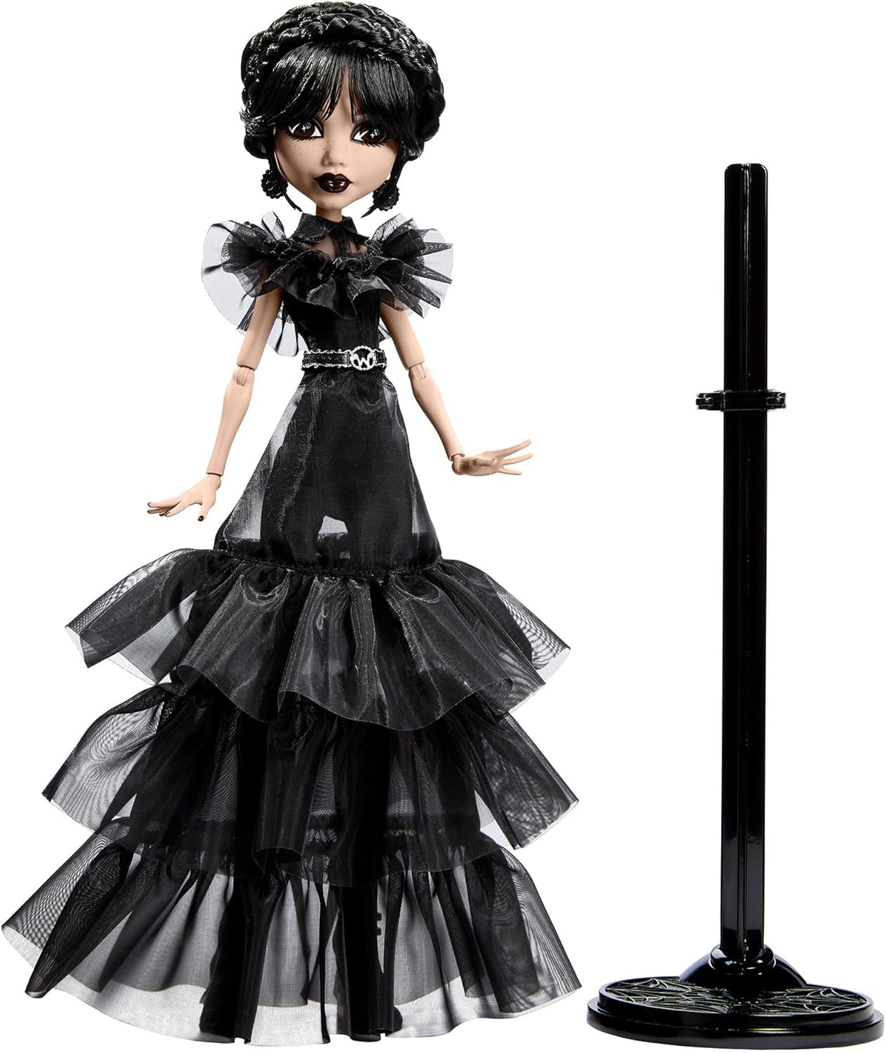 Panenka Monster High Wednesday, sběratelská figurka Rave'N Wednesday v černých šatech inspirovaných taneční scénou Goth, prémiové doplňky a stojan na panenky, panenky Naty Shop HXJ03