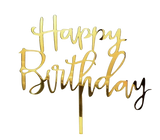 Dekorace Happy Birthday Topper – zlatý nejedlý akryl ideální na dorty
