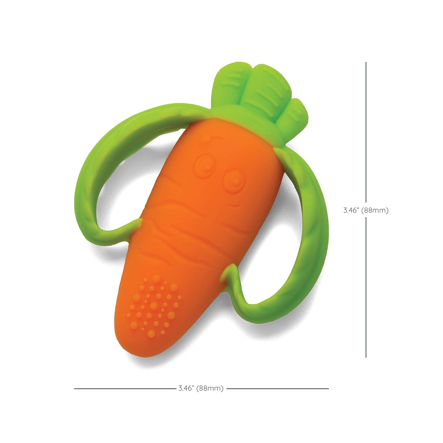 Infantino Lil' Nibbles, texturované silikonové kousátko, kousátko pro miminka bez BPA, měkké, snadno se drží, smyslová stimulace pro kojence, mrkev