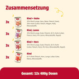 animonda Carny Adult Savory Variety (12 x 400 g), mokré krmivo pro dospělé kočky, mokré krmivo se 100% čerstvými masovými přísadami, bez obilovin a bez cukru
